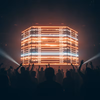 Bright digital leaderboard at the arena