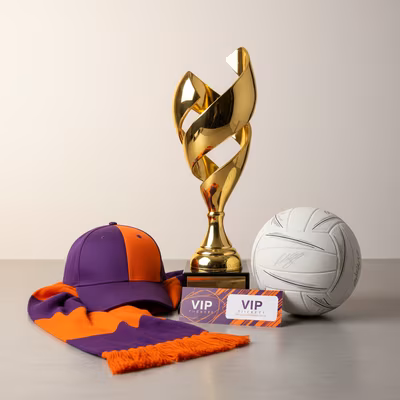 Trophies, merch and VIP passes on display